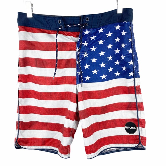 RIP CURL American Flag Swim Trunks Size 28 Small - Picture 3 of 6